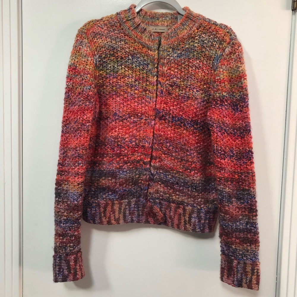 i.e. relaxed bomber style sweater/jacket with zip front. Beautiful jewel-tone